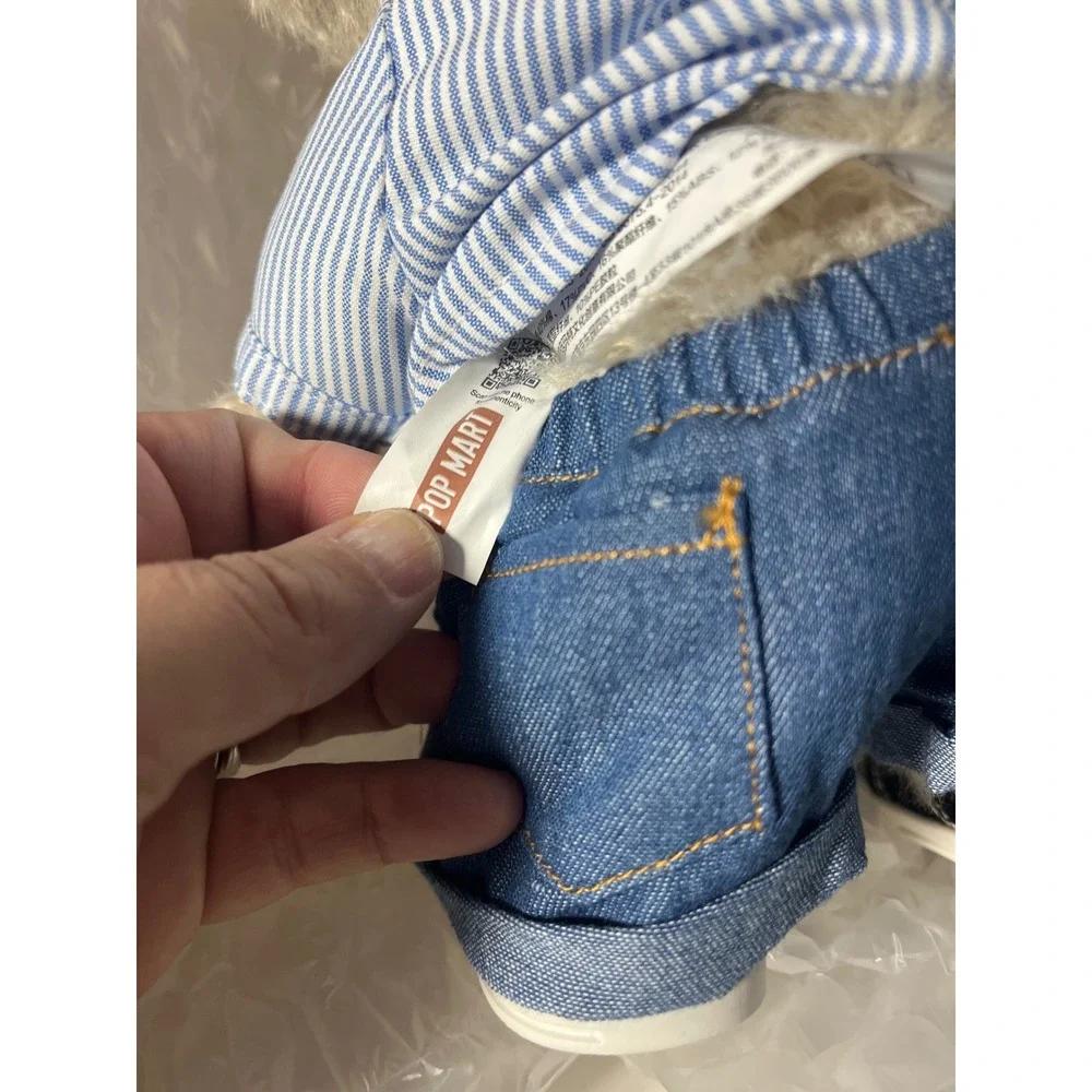 POP MART The Monsters Play With Me Figure Doll Blue‎ Stripe Shirt Denim Shorts